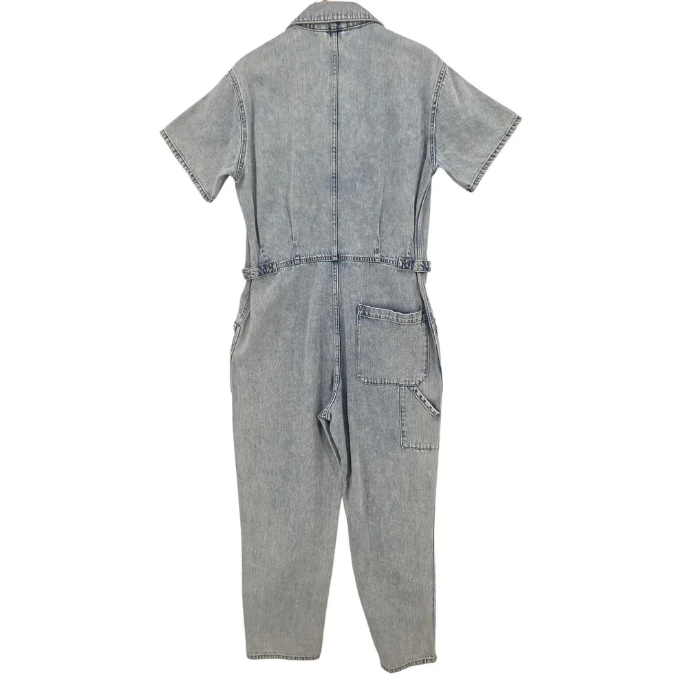 Pistola Womens L Grover Denim Jumpsuit Boiler Suit in Light Wash